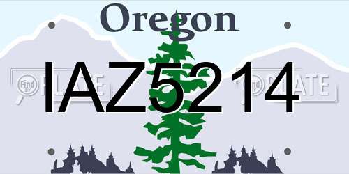 IAZ5214 Oregon License Plate