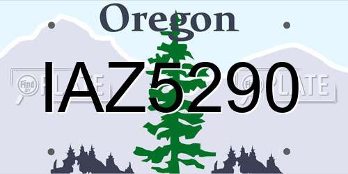 IAZ5290 Oregon License Plate