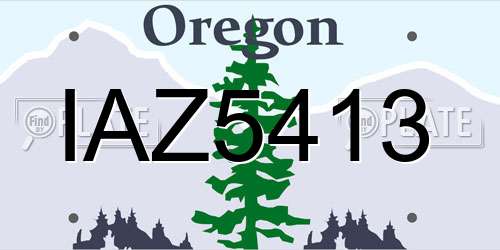 IAZ5413 Oregon License Plate