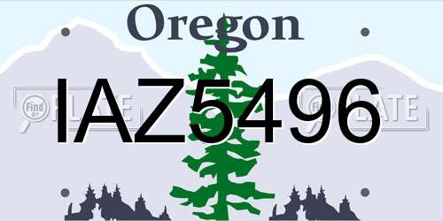 IAZ5496 Oregon License Plate