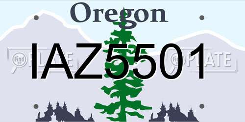 IAZ5501 Oregon License Plate
