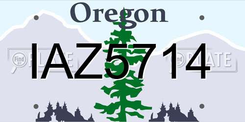 IAZ5714 Oregon License Plate