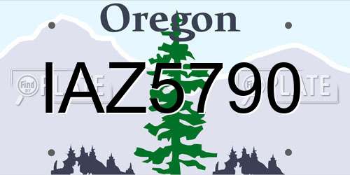 IAZ5790 Oregon License Plate