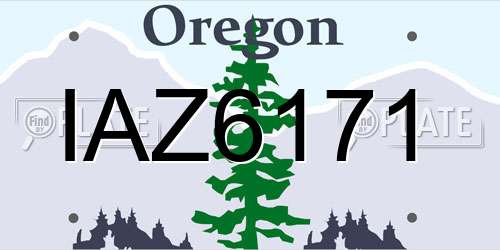IAZ6171 Oregon License Plate