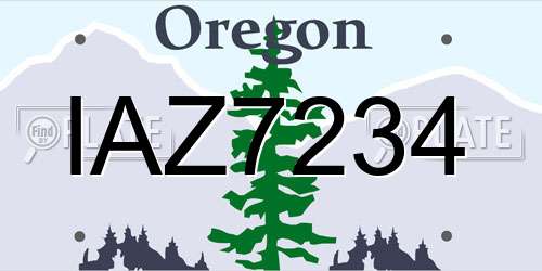 IAZ7234 Oregon License Plate