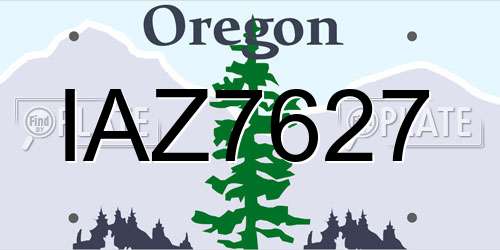 IAZ7627 Oregon License Plate