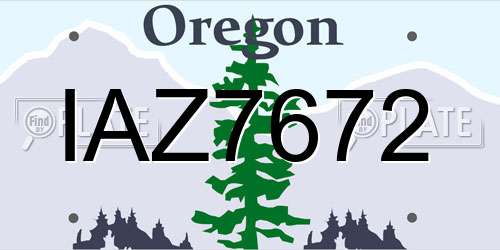 IAZ7672 Oregon License Plate
