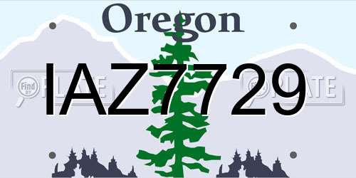 IAZ7729 Oregon License Plate