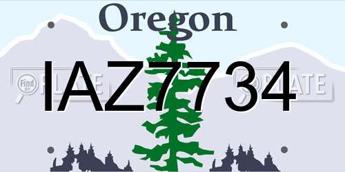IAZ7734 Oregon License Plate