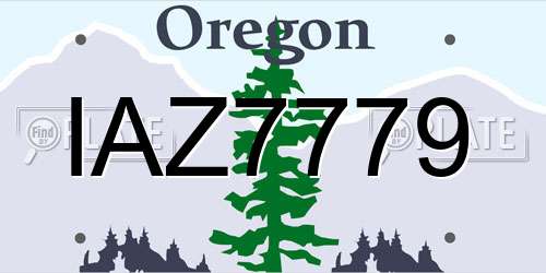 IAZ7779 Oregon License Plate