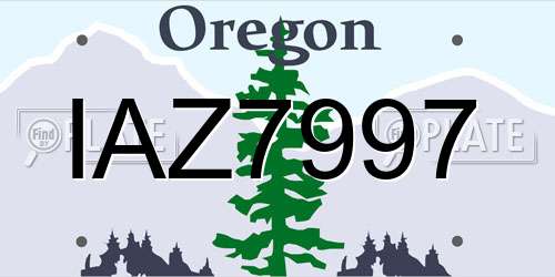 IAZ7997 Oregon License Plate