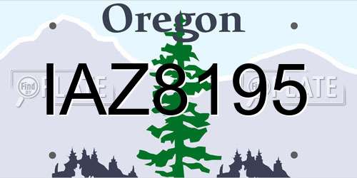 IAZ8195 Oregon License Plate