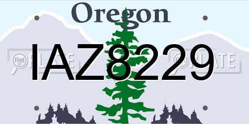 IAZ8229 Oregon License Plate