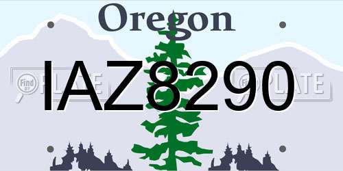 IAZ8290 Oregon License Plate