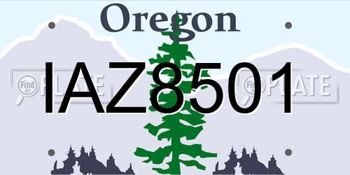 IAZ8501 Oregon License Plate