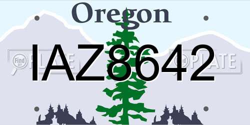 IAZ8642 Oregon License Plate