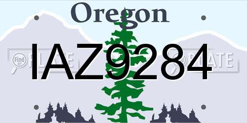 IAZ9284 Oregon License Plate