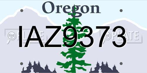 IAZ9373 Oregon License Plate