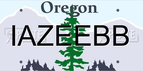 IAZEEBB Oregon License Plate