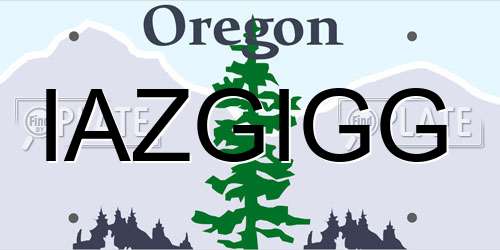 IAZGIGG Oregon License Plate