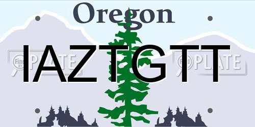 IAZTGTT Oregon License Plate