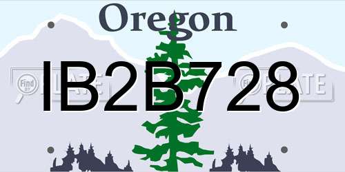 IB2B728 Oregon License Plate