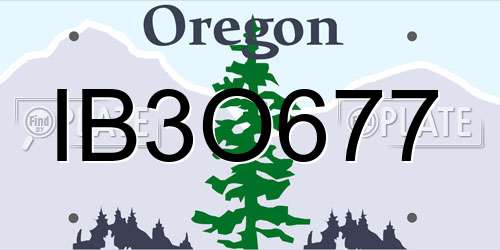 IB3O677 Oregon License Plate