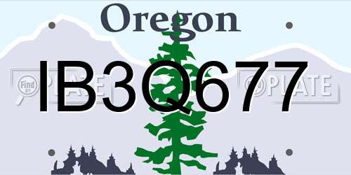 IB3Q677 Oregon License Plate