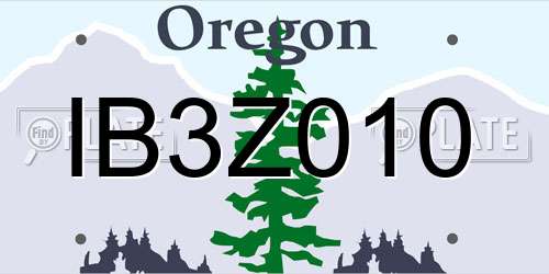 IB3Z010 Oregon License Plate