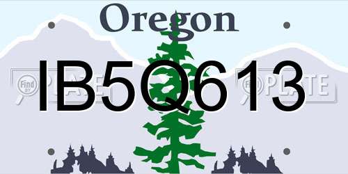 IB5Q613 Oregon License Plate