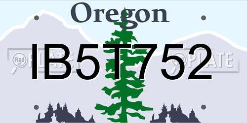 IB5T752 Oregon License Plate