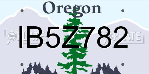 IB5Z782 Oregon License Plate