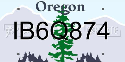 IB6Q874 Oregon License Plate