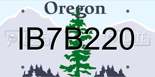 IB7B220 Oregon License Plate