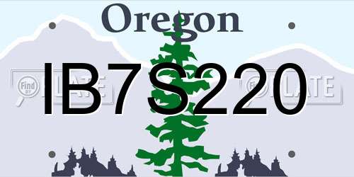 IB7S220 Oregon License Plate