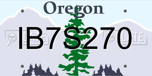 IB7S270 Oregon License Plate