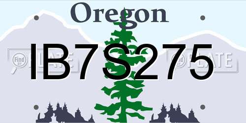 IB7S275 Oregon License Plate