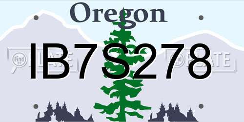 IB7S278 Oregon License Plate