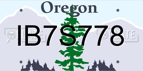 IB7S778 Oregon License Plate