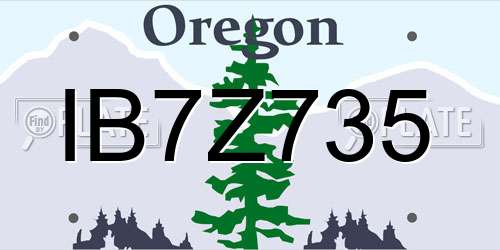 IB7Z735 Oregon License Plate