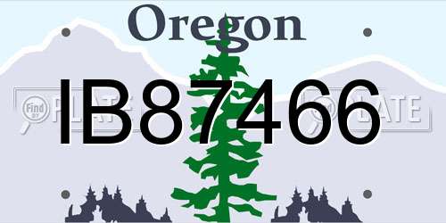 IB87466 Oregon License Plate
