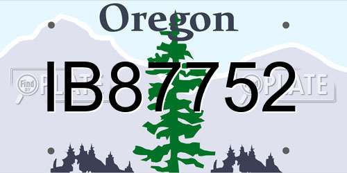 IB87752 Oregon License Plate