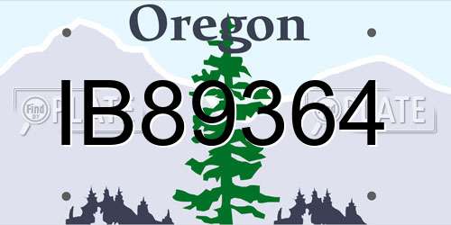 IB89364 Oregon License Plate