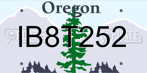 IB8T252 Oregon License Plate