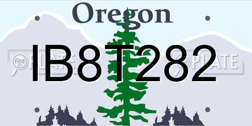 IB8T282 Oregon License Plate