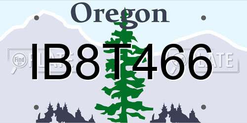 IB8T466 Oregon License Plate