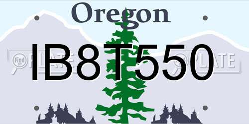 IB8T550 Oregon License Plate