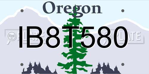 IB8T580 Oregon License Plate