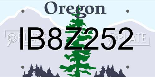 IB8Z252 Oregon License Plate
