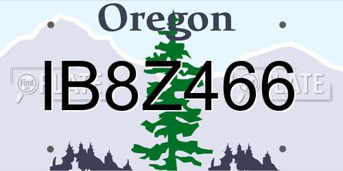 IB8Z466 Oregon License Plate